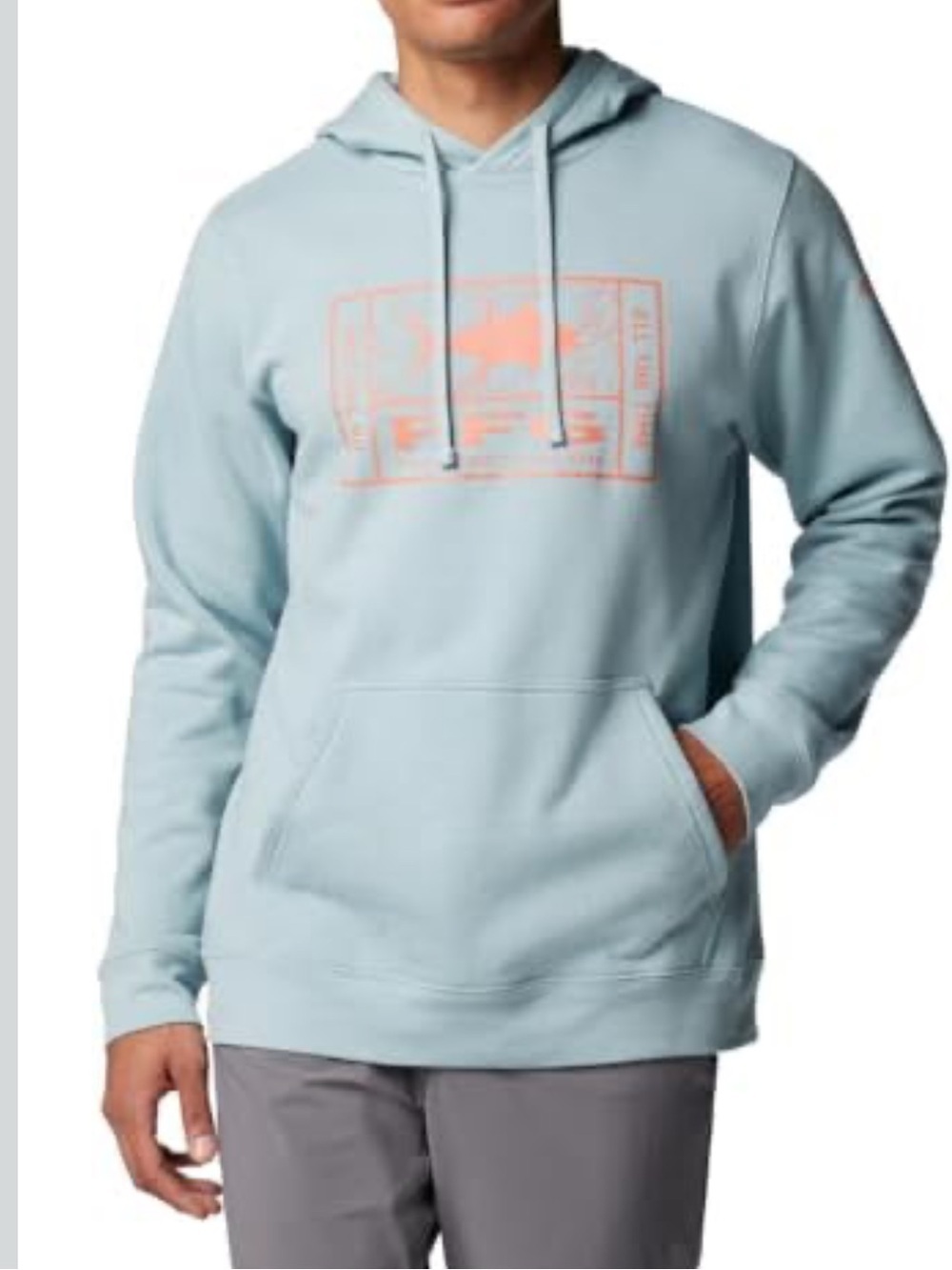 Columbia PFG graphic sweatshirt. Light teal. Size M